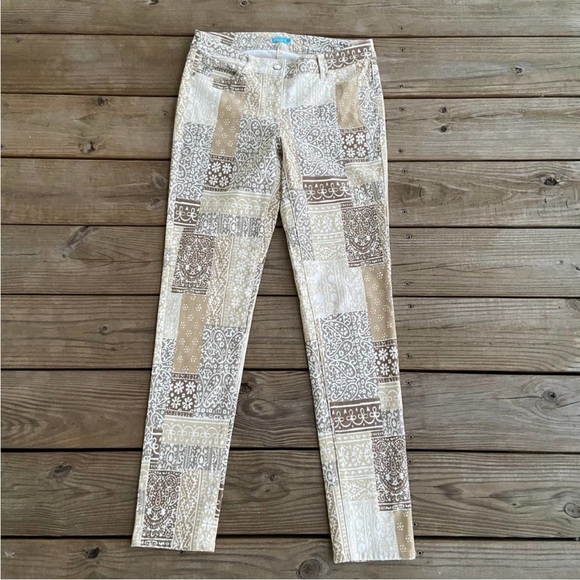 J. McLaughlin Lexi Jeans Patchwork Denim Pants Size 10 - Picture 4 of 10